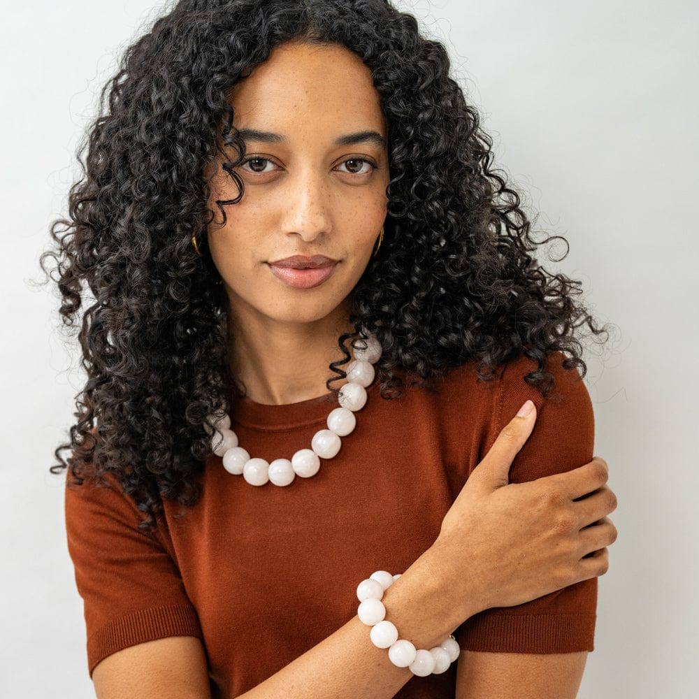 INK+ALLOY Large Resin Bead Necklace White