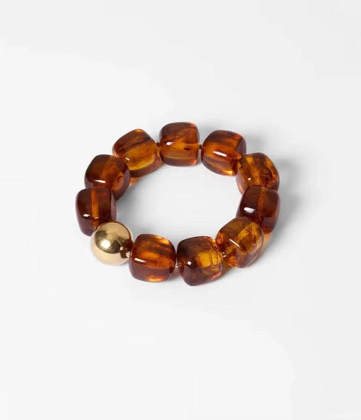 Sahira Pebbles Brown Stretchy Bracelet