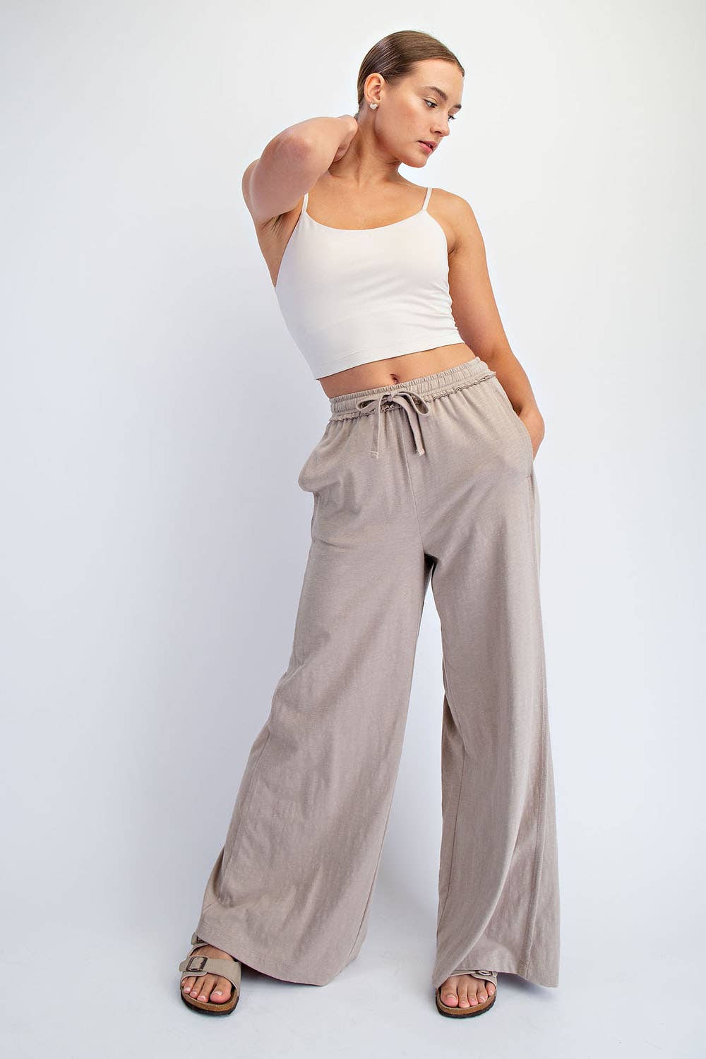 COTTON SLUB LOUNGING WIDE PANT