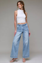 Hidden Jeans Light Wash Front Pocket Stretch Wide leg