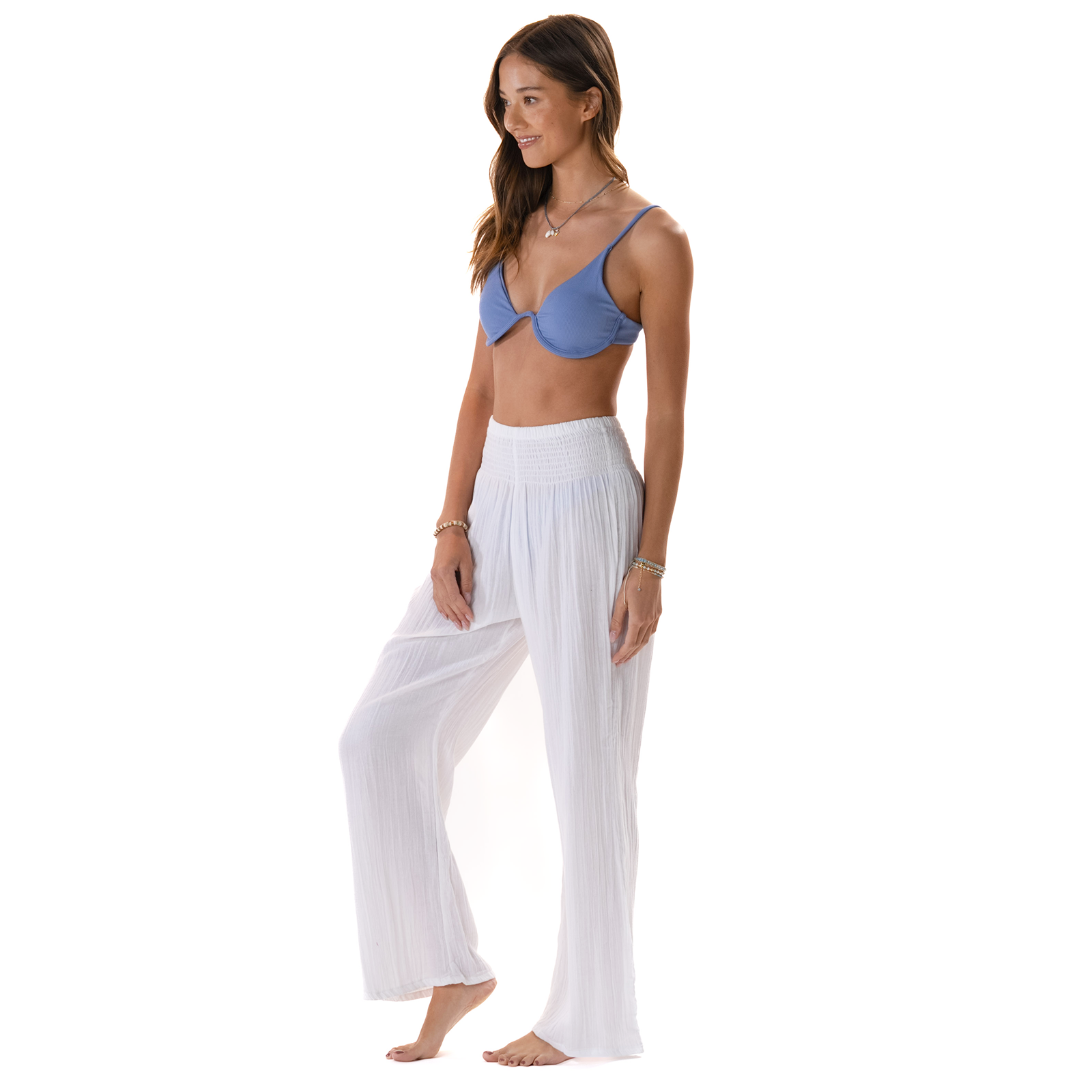 Lotus and Luna White Wide Leg Cotton Pants