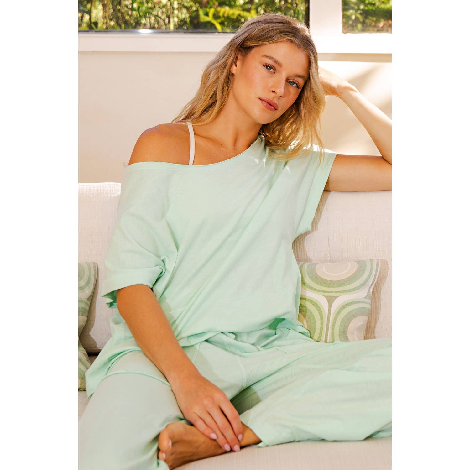 COTTON SLUB OFF-SHOULDER TEE