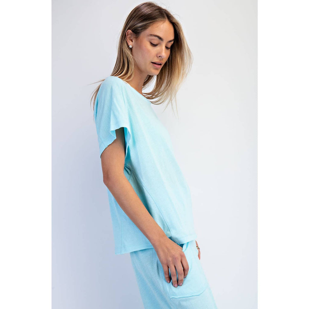 COTTON SLUB OFF-SHOULDER TEE