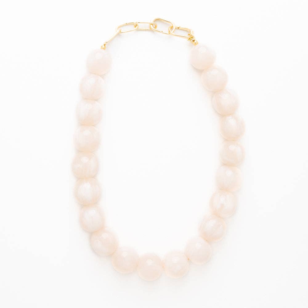 INK+ALLOY Large Resin Bead Necklace White