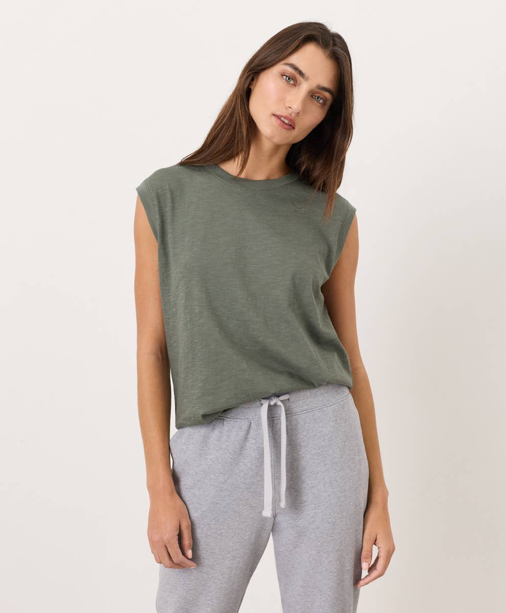PACT Organic Cotton  Featherweight Slub Relaxed Muscle Tee