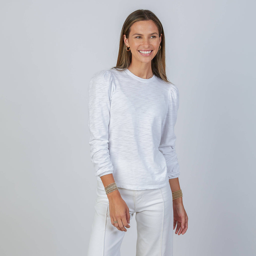 Joanie Subtle Puff Long Sleeve Tee White