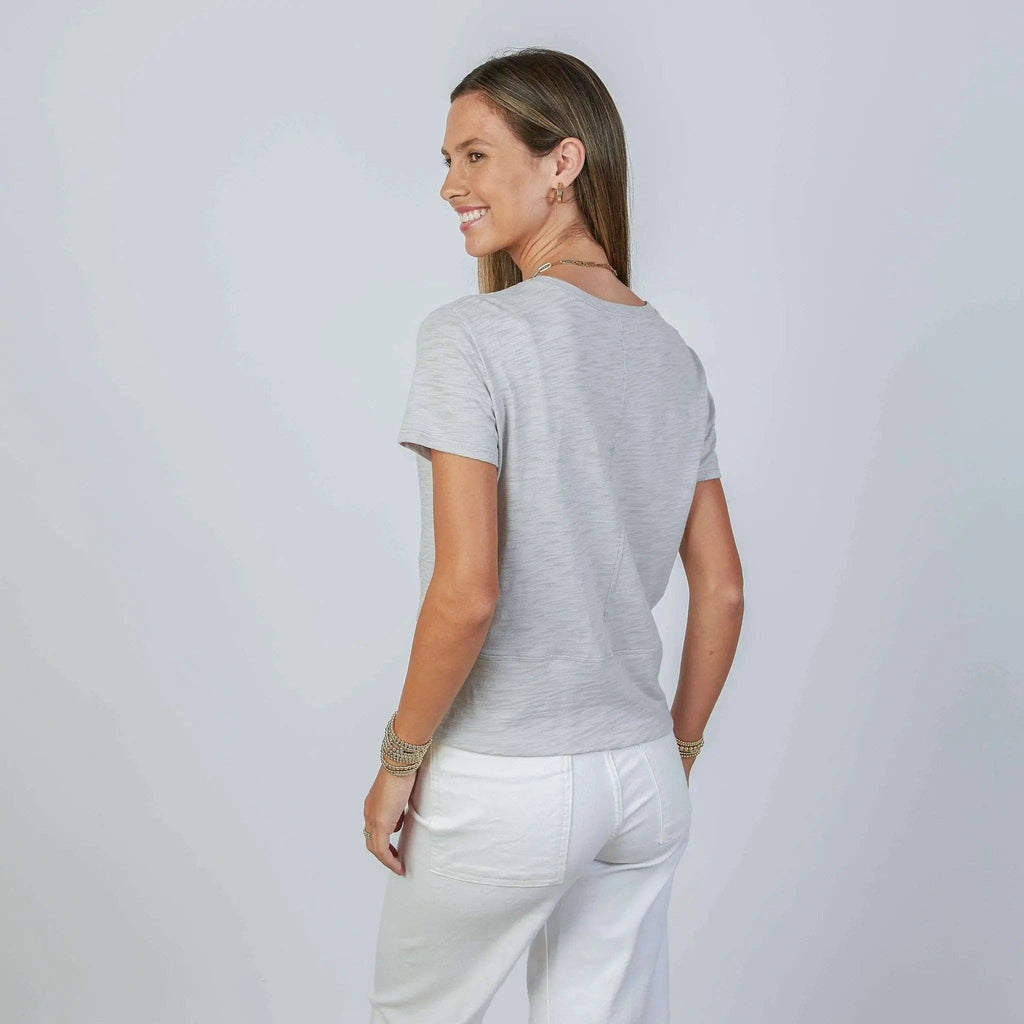 Celia Perfect Length Tee in Light Gray - Short Sleeve