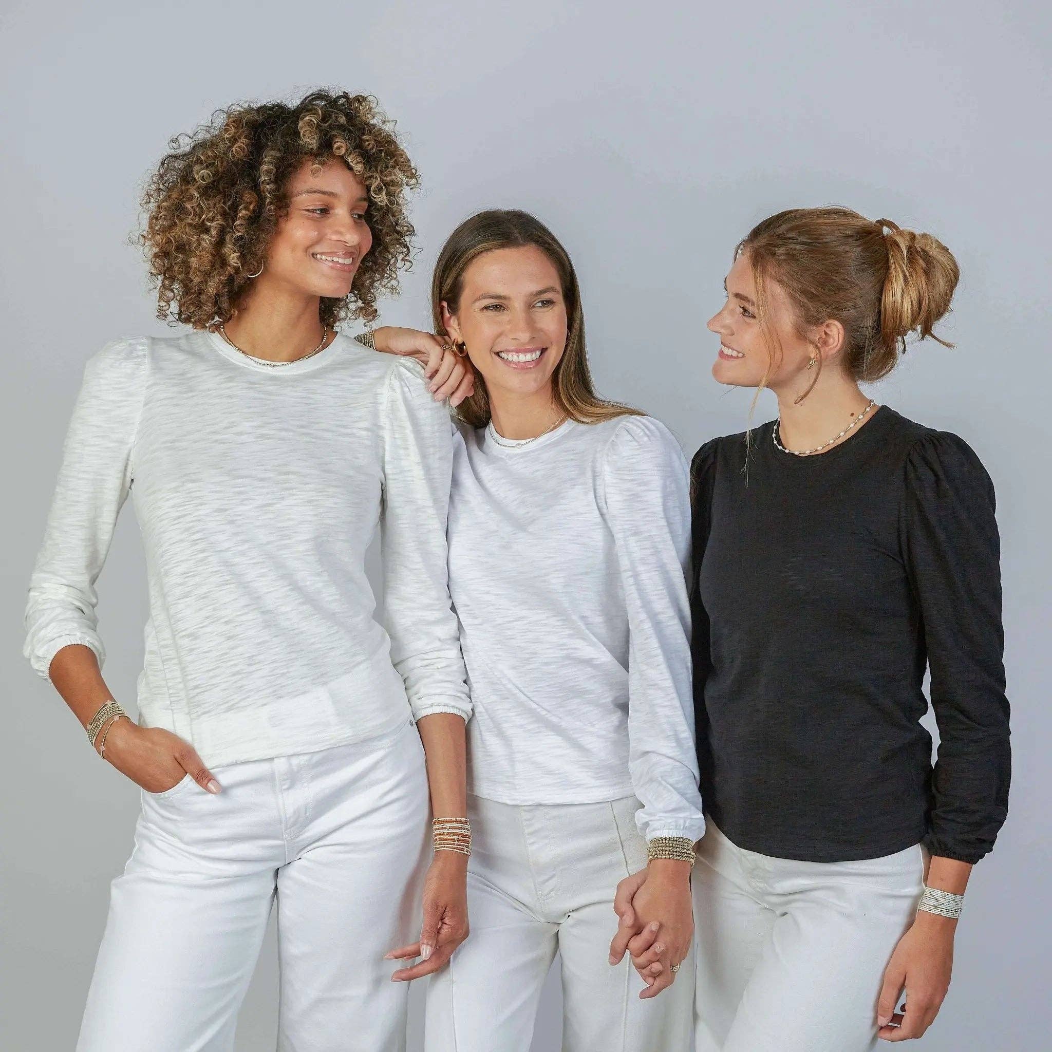 Joanie Subtle Puff Long Sleeve Tee Black