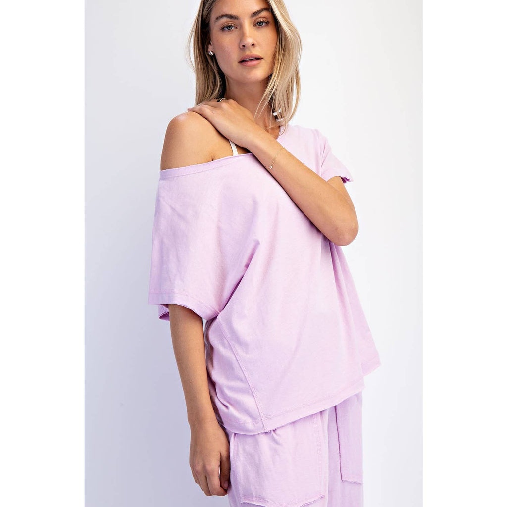 COTTON SLUB OFF-SHOULDER TEE