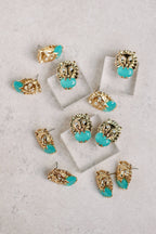 Turquoise and Gold Lion Studs St Armands Designs