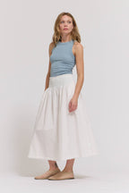 Grade & Gather Eyelet Trim Smocked Waist Cotton Skirt