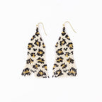 INK+ALLOY Cheetah Beaded Fringe Earrings Ivory/Black/Gold