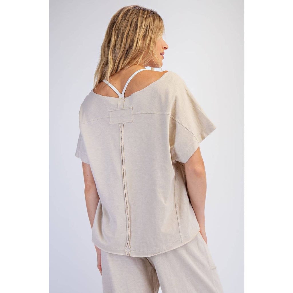 COTTON SLUB OFF-SHOULDER TEE