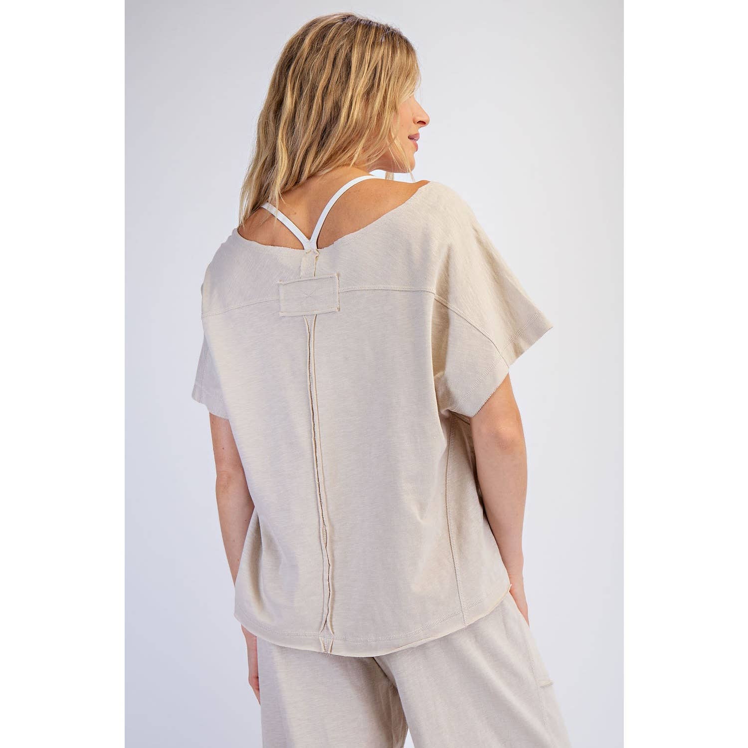 COTTON SLUB OFF-SHOULDER TEE
