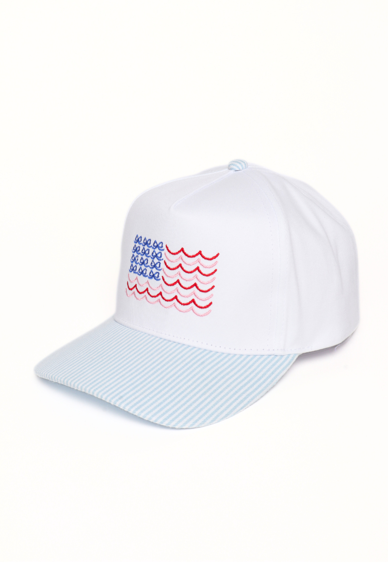 Americana USA Wave Bow Flag Embroidered Baseball Cap