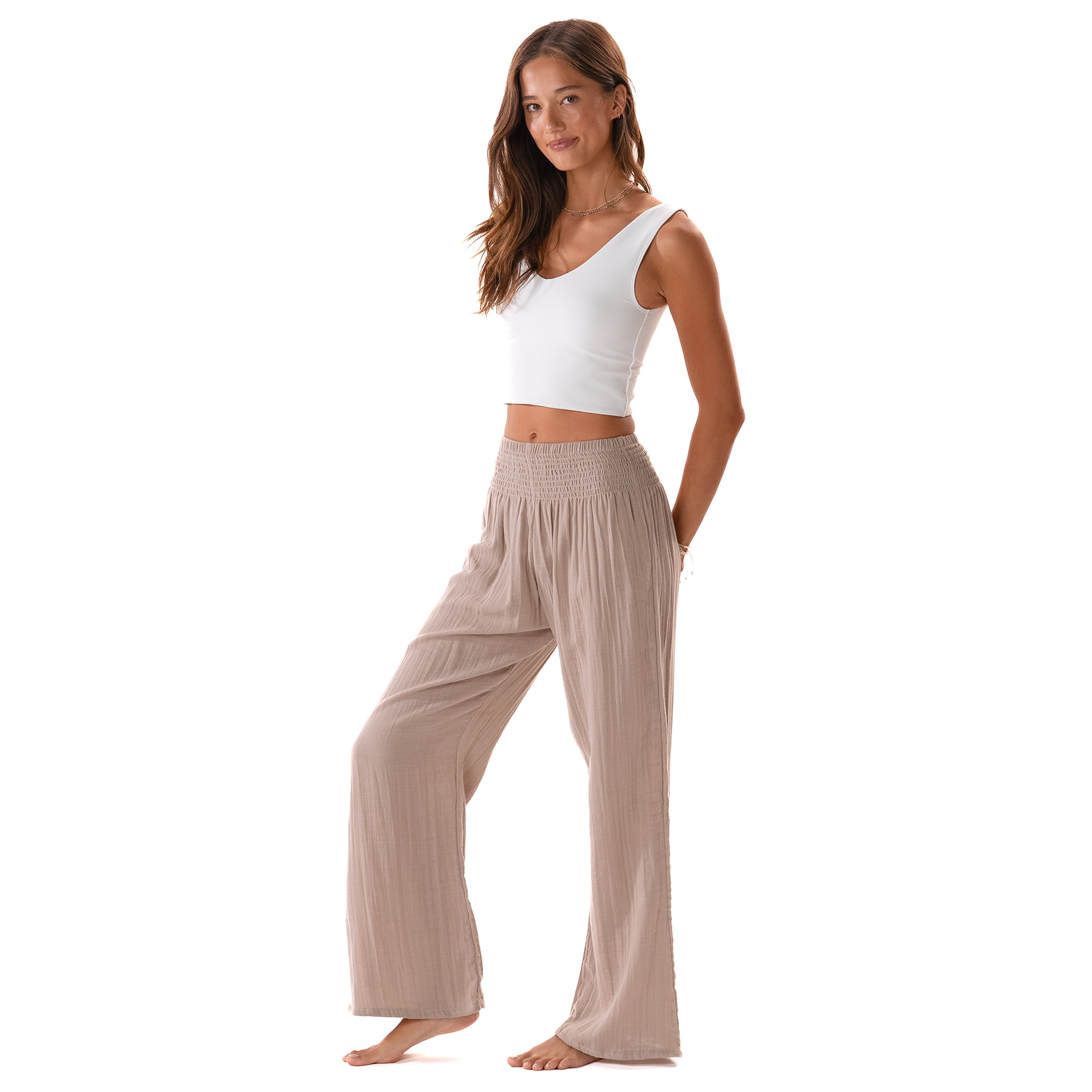 Lotus & Luna Stone Wide Leg Cotton Pants