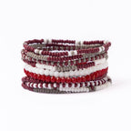 INK+ALLOY Beaded 10 Strand Stretch Bracelet Set Maroon + White