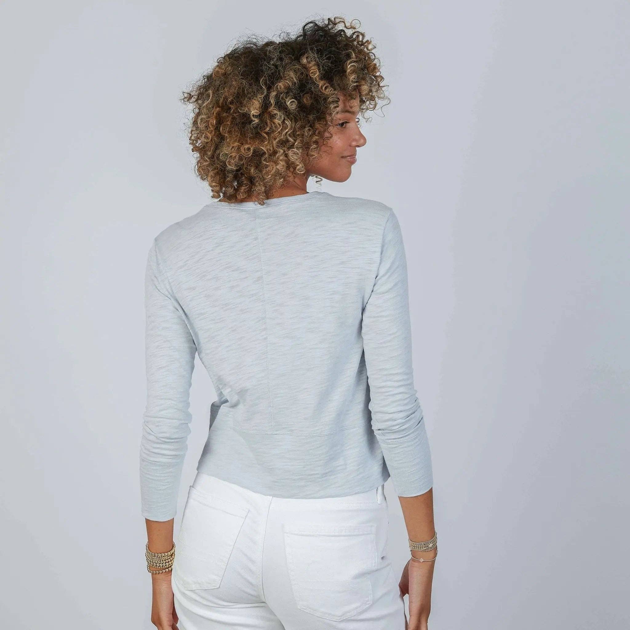 Celia Perfect Length Tee in Arctic Blue - Long Sleeve