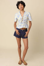 Nina Floral Lace-Up Peplum Top