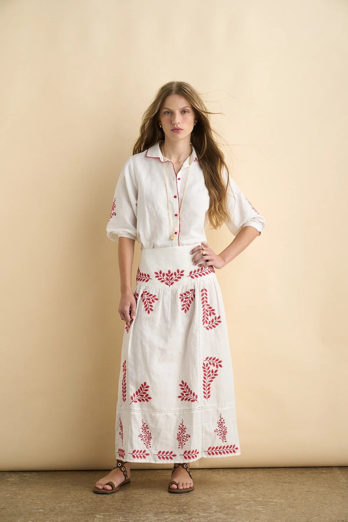Sonmer Leonor Blouse White/Red
