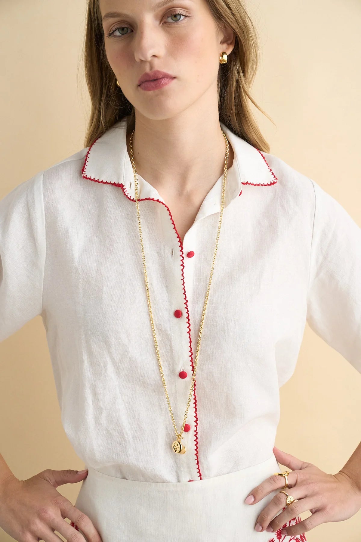 Sonmer Leonor Blouse White/Red