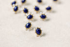 Blue Lapis and Pearl Oval Stud Earrings St Armands Designs
