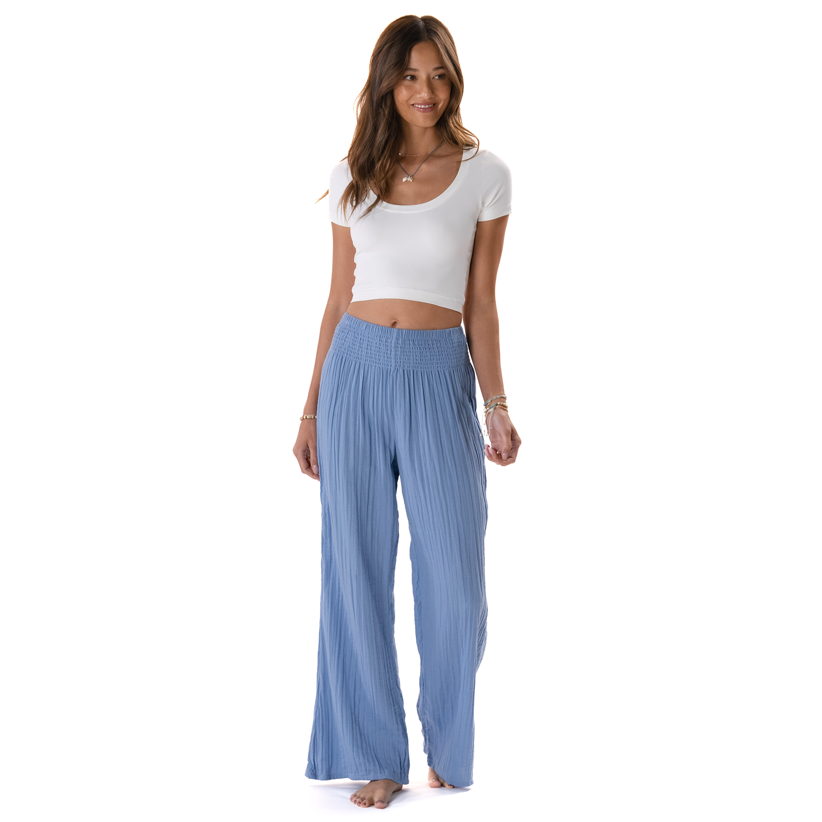 Lotus and Luna Denim Blue Wide Leg Cotton Pants