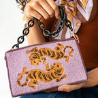 INK + ALLOY Elenor Embroidered Tiger Beaded Bag Purple