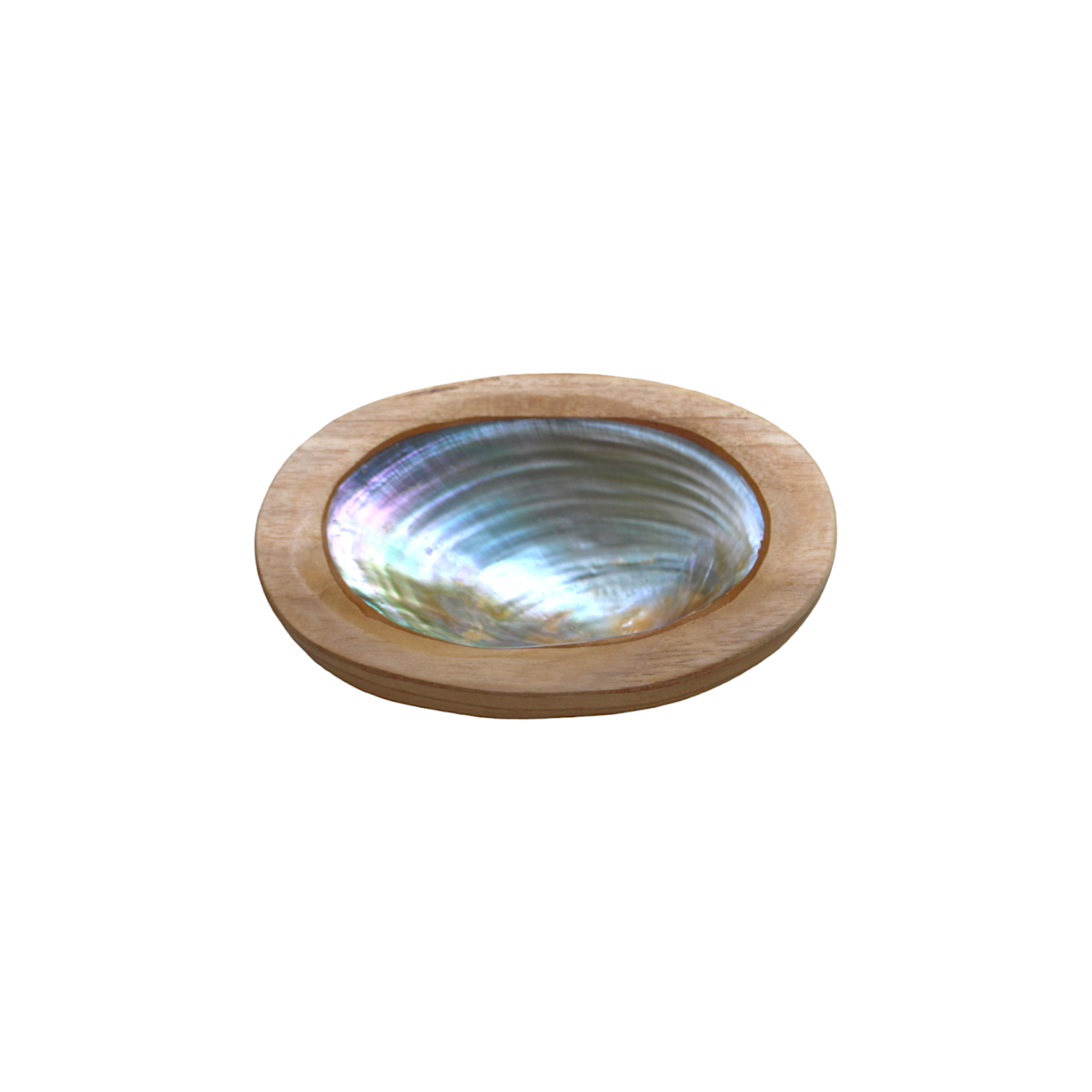 Artisan Teak and Abalone Shell Dish