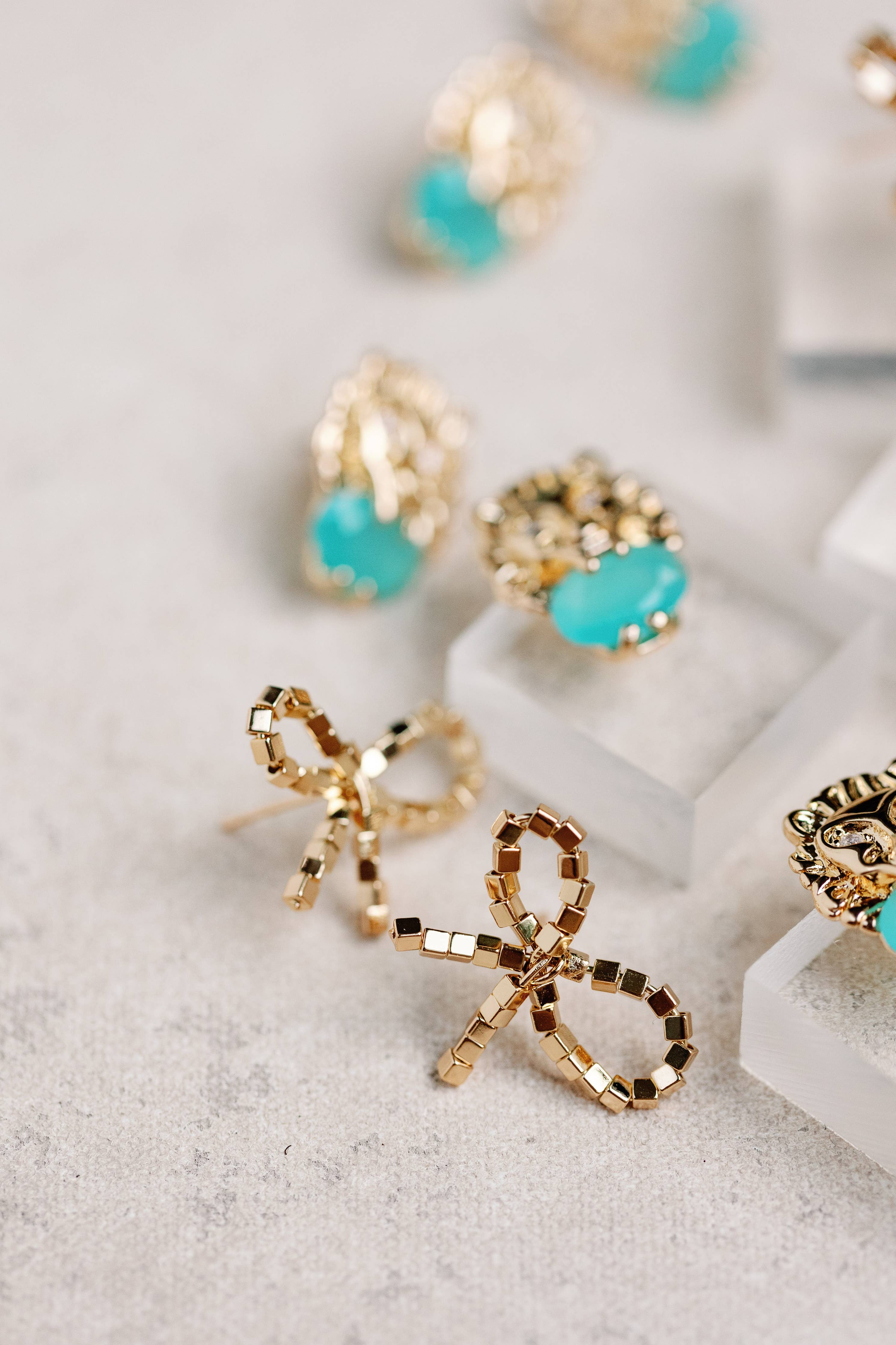 Turquoise and Gold Lion Studs St Armands Designs