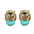 Turquoise and Gold Lion Studs St Armands Designs