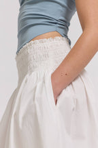 Grade & Gather Eyelet Trim Smocked Waist Cotton Skirt
