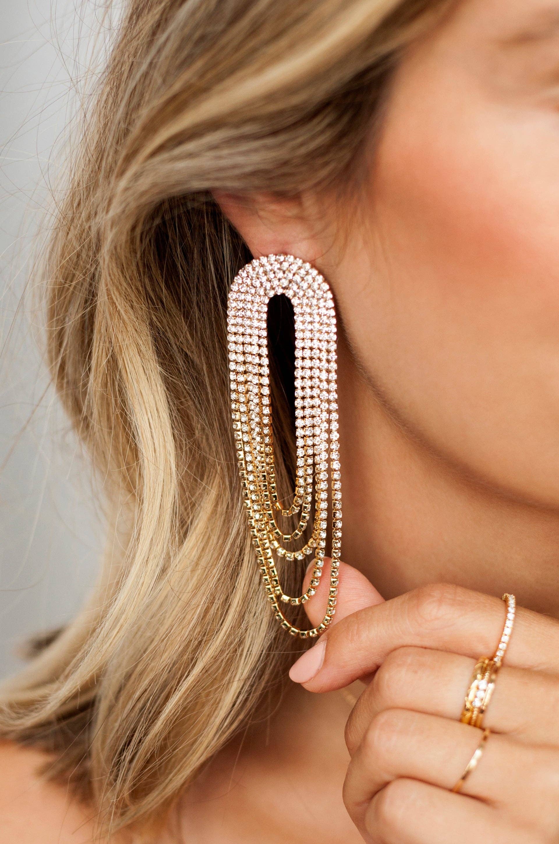ETTIKA Crystal Drape Fringe Earrings