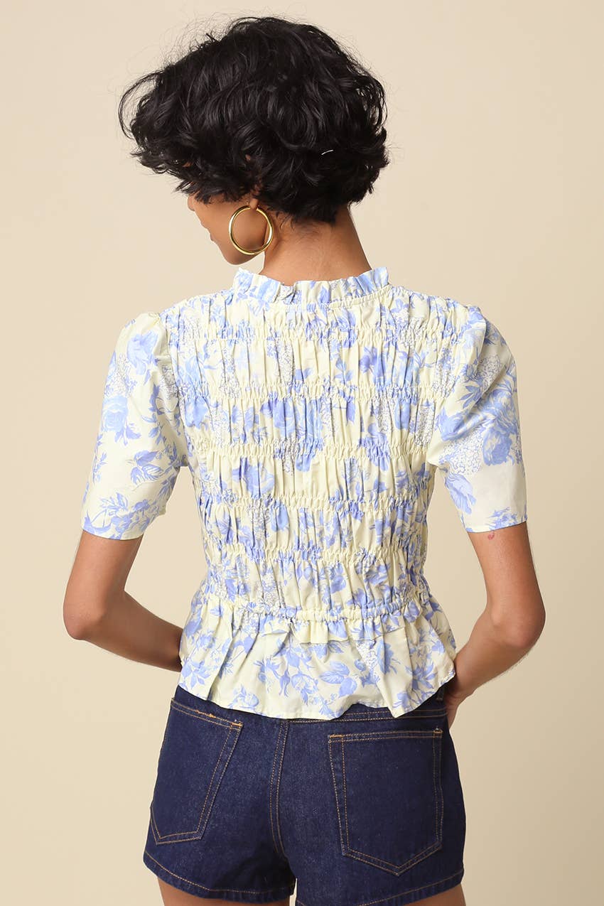 Nina Floral Lace-Up Peplum Top