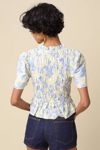 Nina Floral Lace-Up Peplum Top