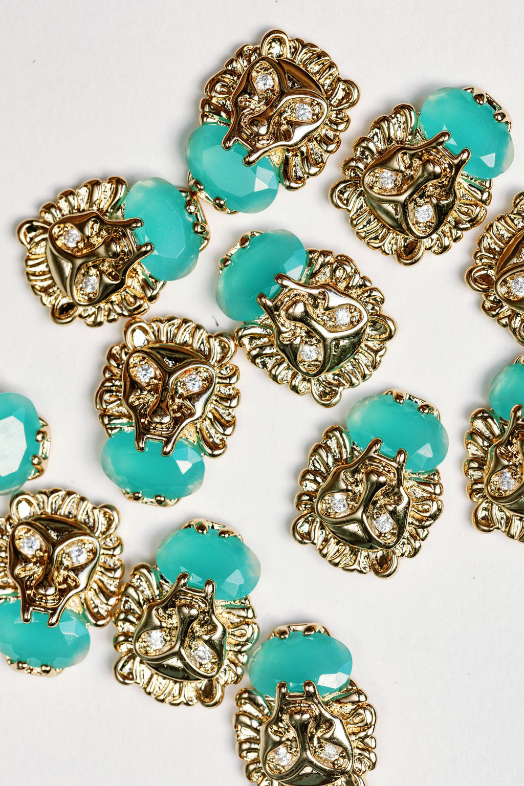 Turquoise and Gold Lion Studs St Armands Designs