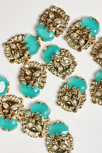 Turquoise and Gold Lion Studs St Armands Designs