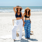 Lotus and Luna White Wide Leg Cotton Pants