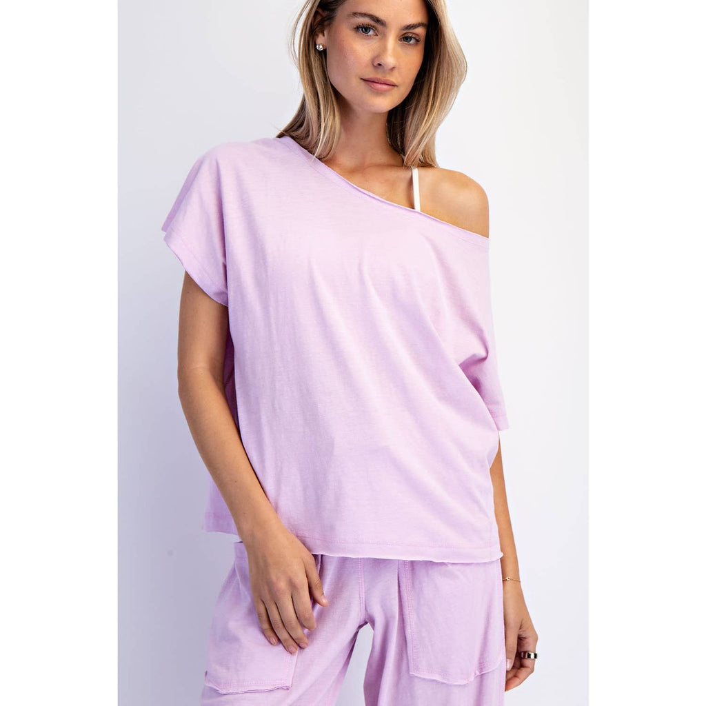COTTON SLUB OFF-SHOULDER TEE