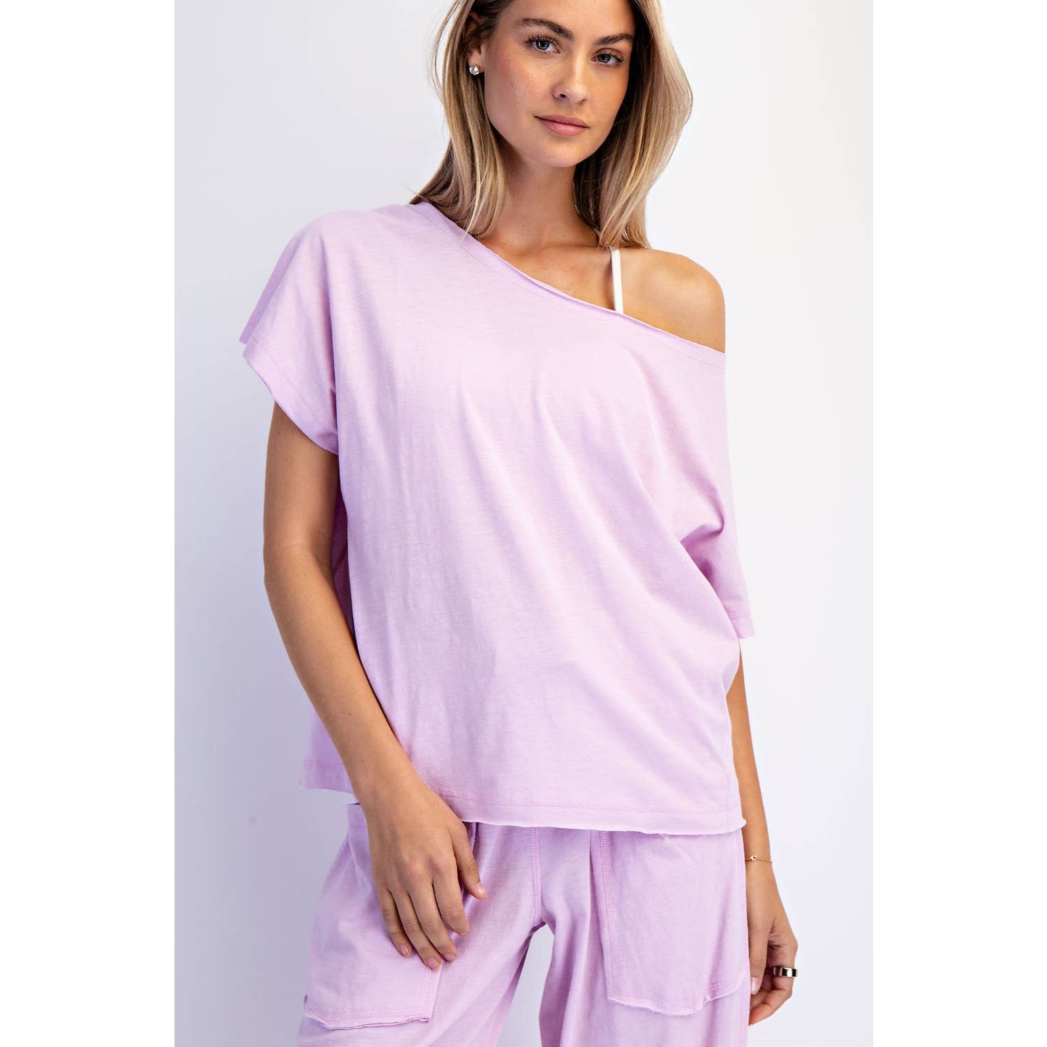 COTTON SLUB OFF-SHOULDER TEE