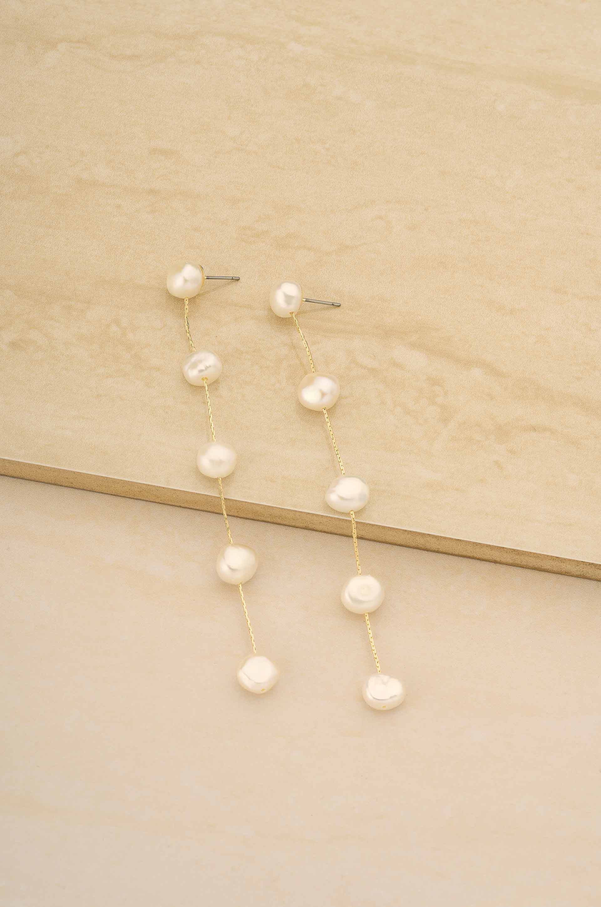 ETTIKA Dripping Pearl Delicate Drop Earrings