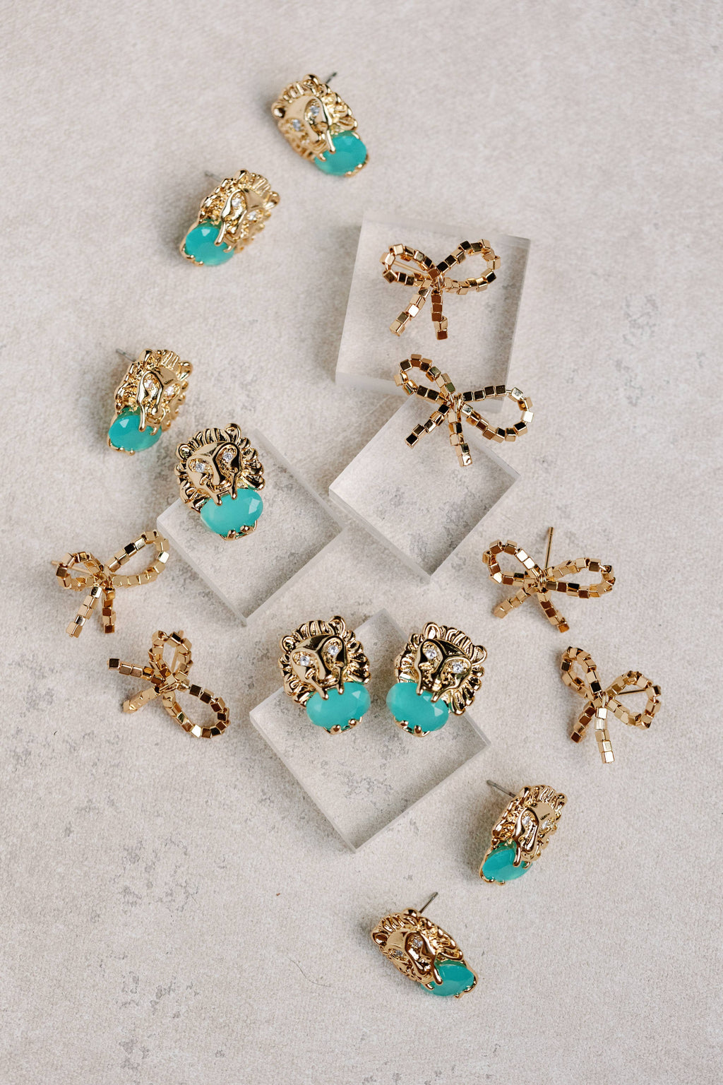 Turquoise and Gold Lion Studs St Armands Designs