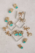 Turquoise and Gold Lion Studs St Armands Designs