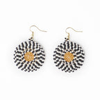 INK+ALLOY  Round Beaded Dangle Earrings Black + White