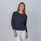 Celia Perfect Length Tee in Navy - Long Sleeve