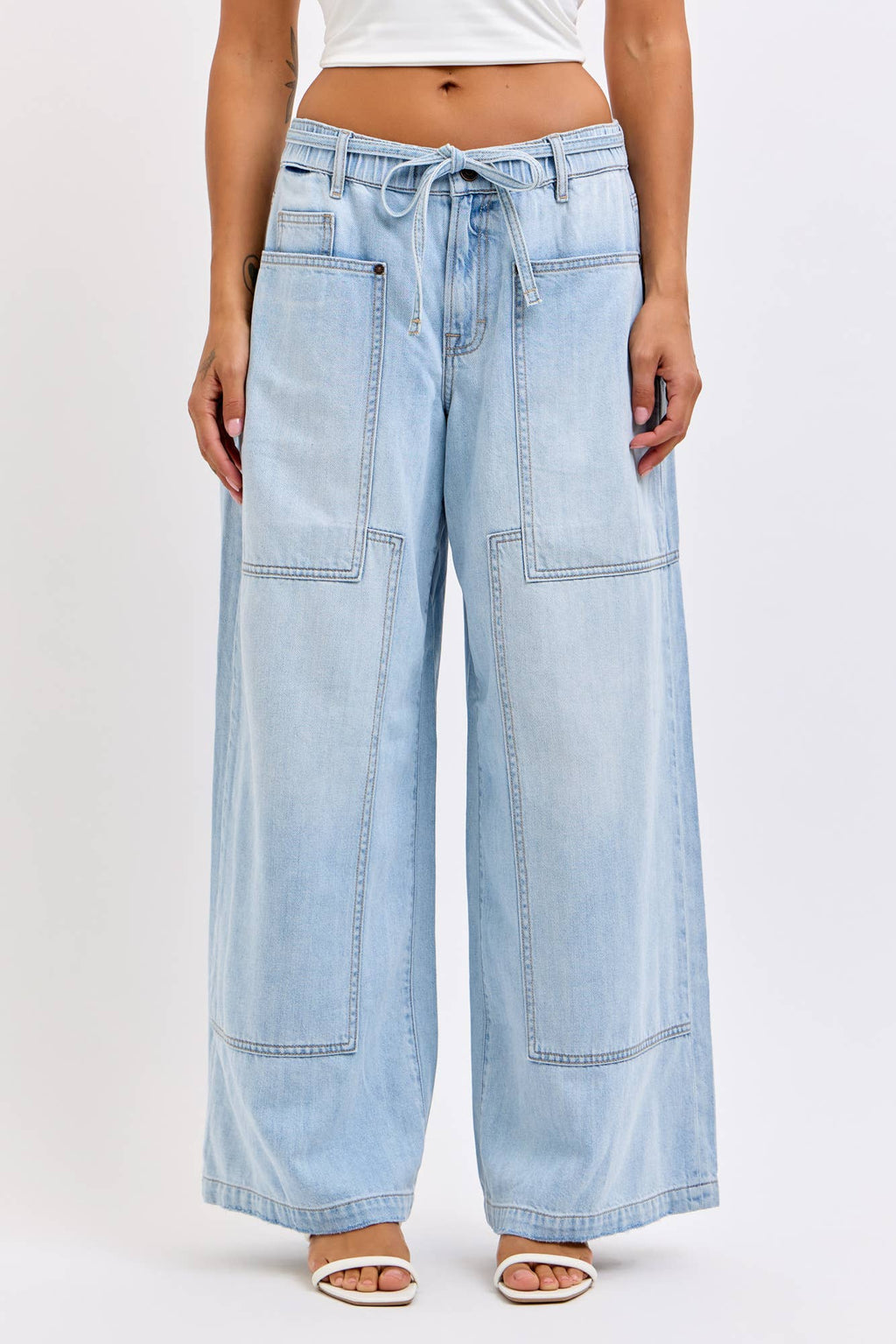 HIDDEN JEANS Medium Light Drawstring Utility Pocket Wideleg