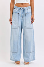 HIDDEN JEANS Medium Light Drawstring Utility Pocket Wideleg