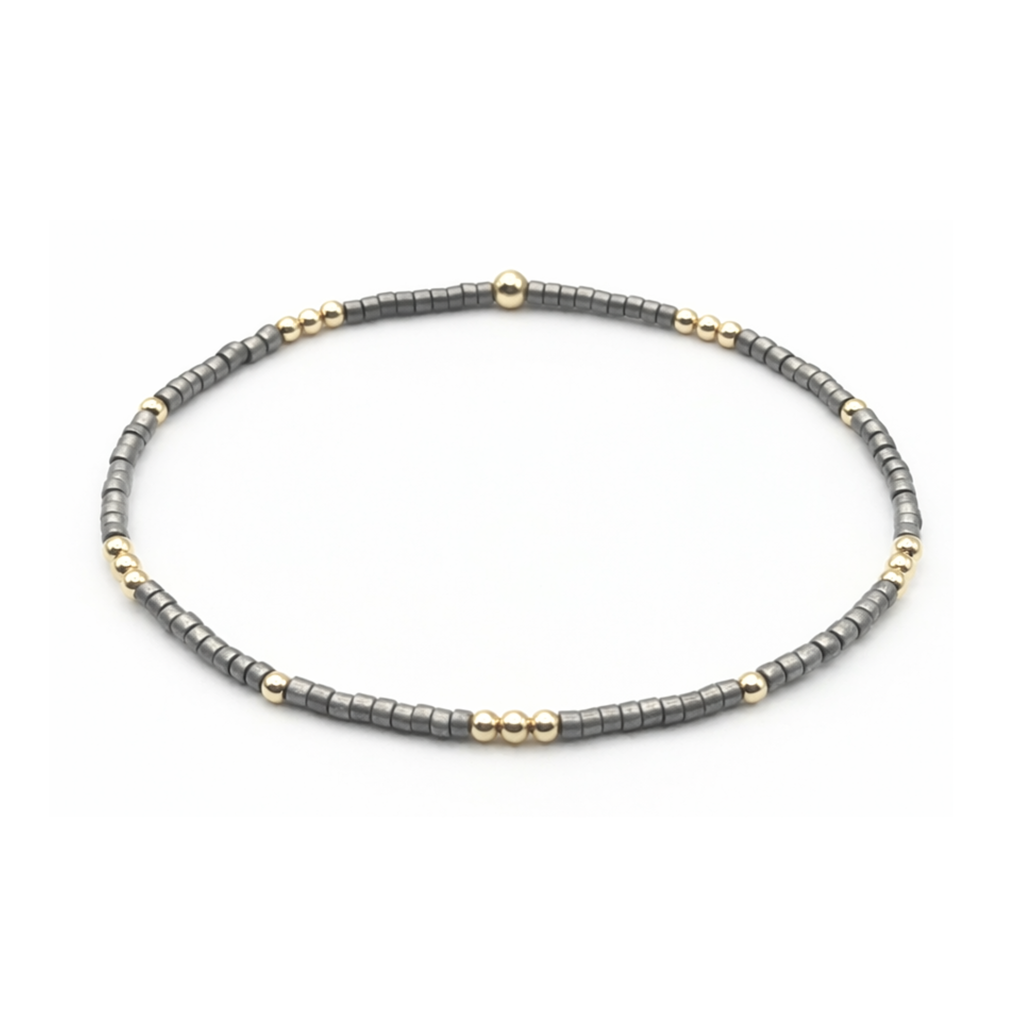 Newport PEWTER + Gold Filled Waterproof Bracelet