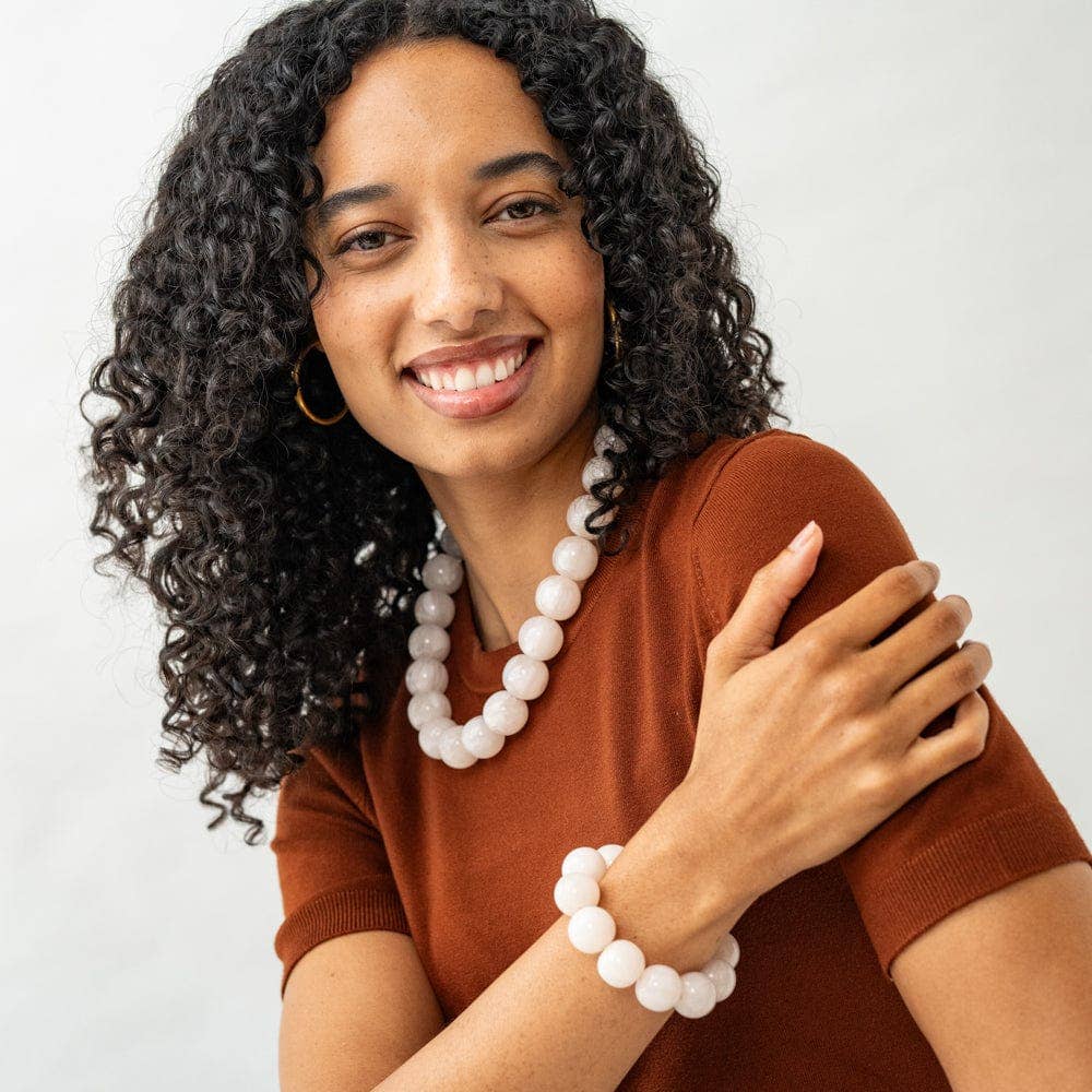 INK+ALLOY Large Resin Bead Necklace White