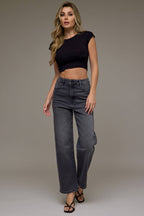 Hidden Jeans Charcoal Wash Clean Stretch Wide Straight